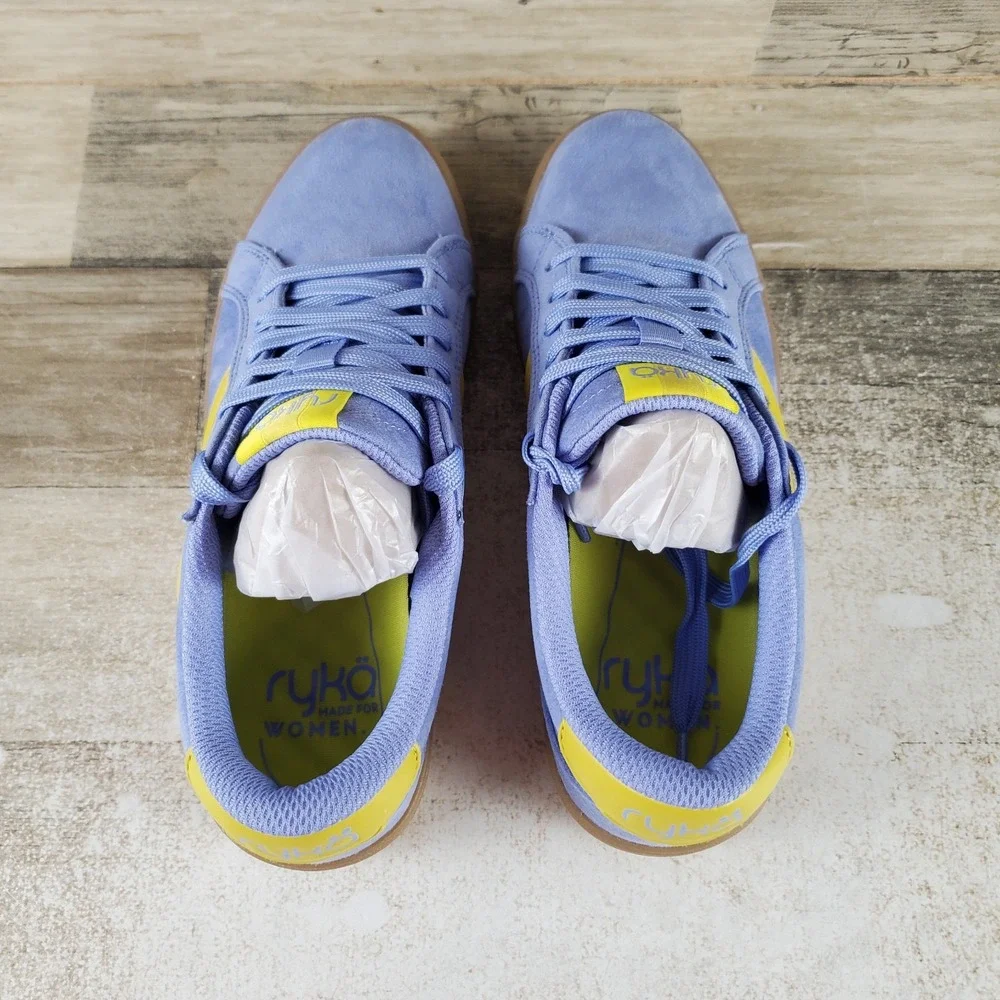 Ryka Viv Next Womens Shoes Sz 6.5 M Running Blue Yellow Suede Lace Up Sneakers